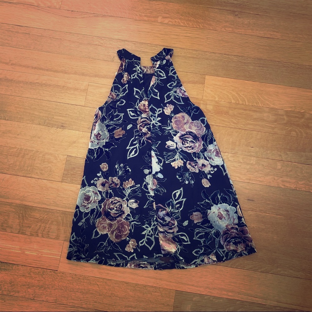 NWT black dress with velvety flowers